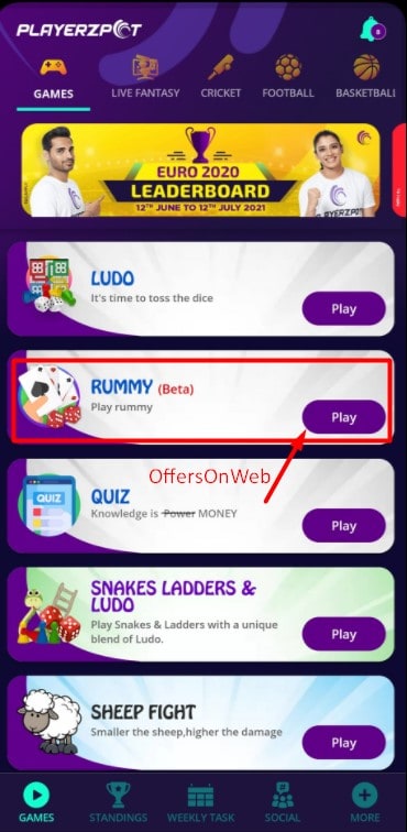 Playerzpot Rummy app