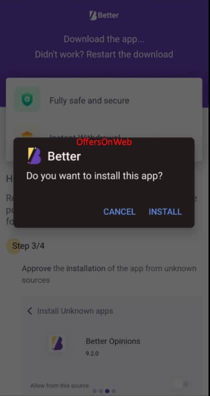 Better opinions app install