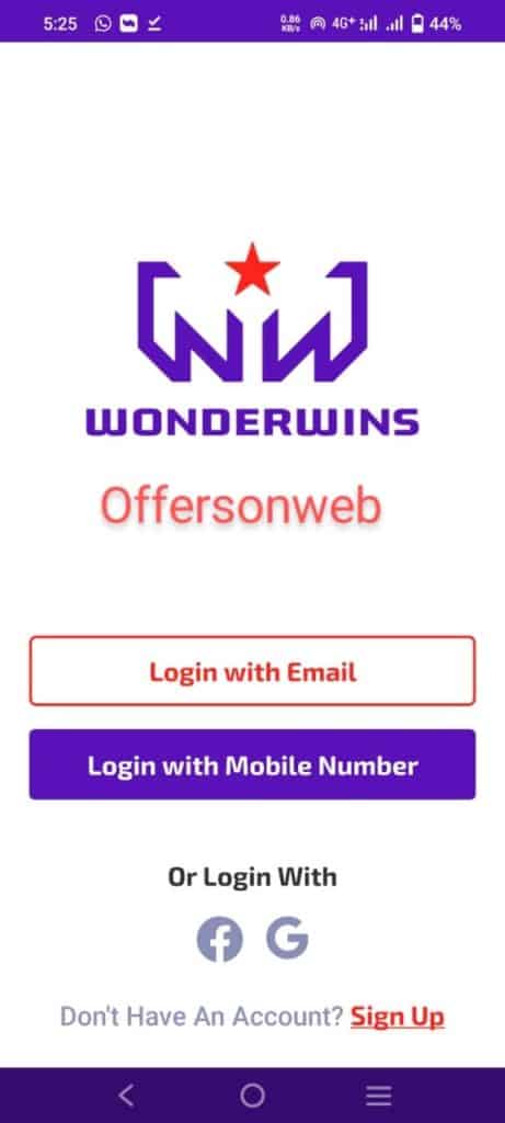 Wonderwins login apk